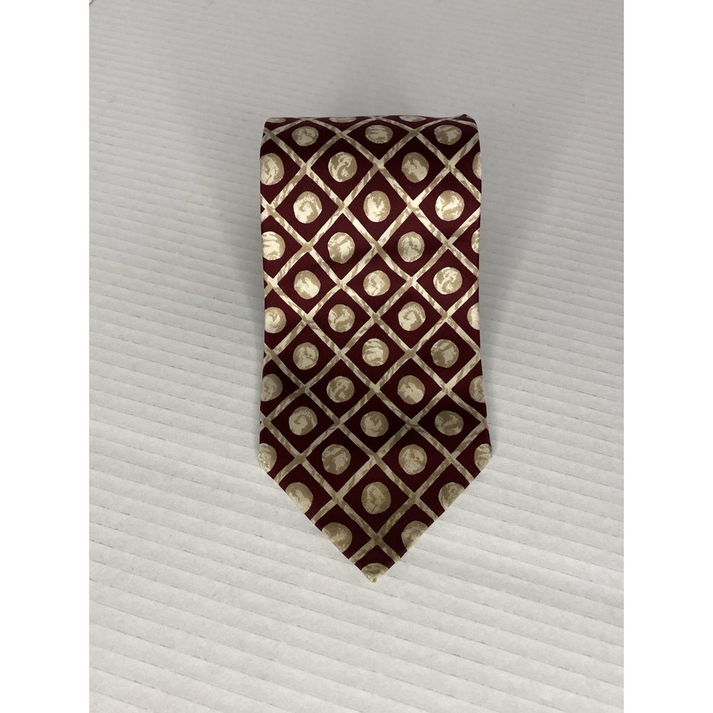 Charleston Tie Rack 100% Silk Necktie Made In Italy Maroon Length 58" Width 3.5"